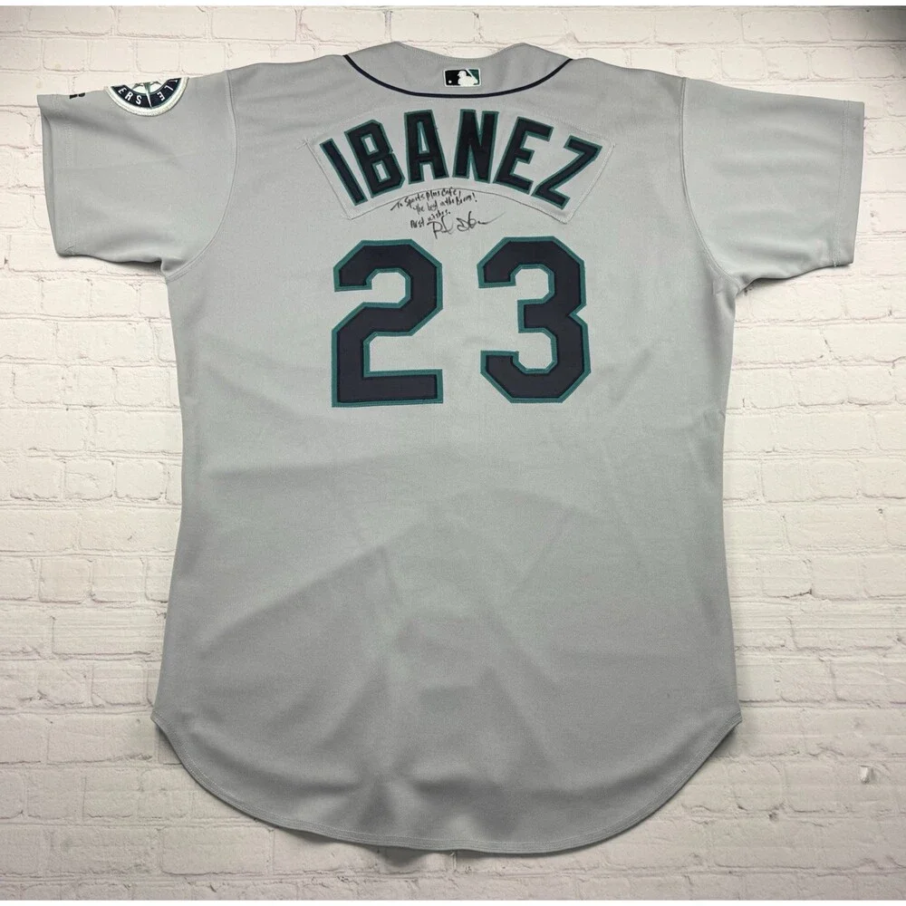 Authentic Seattle Mariners Raul Ibanez #28 Pro Cut Game Worn? Russell Jersey